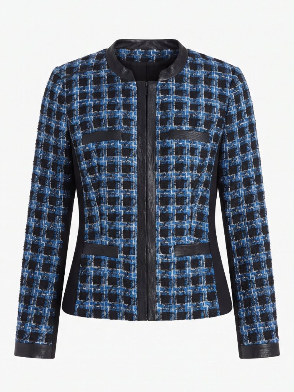 Karl Lagerfeld Paris Blue Black Tweed Blazer, Large